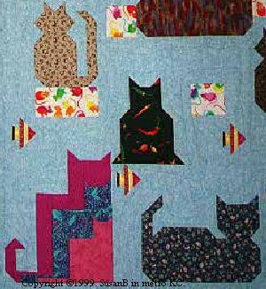 closeup view of cat sampler quilt