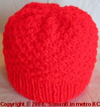 knit waffle-weave cap without turned up brim